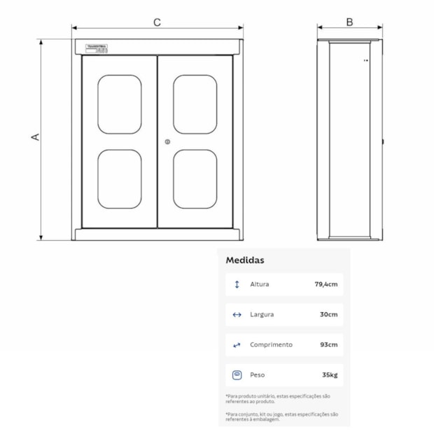 Painel para Ferramentas Perfurado Grande Superior com 2 Portas Vermelho 44953311 TRAMONTINA PRO-56aadddf-d202-4d86-8340-0805bc971bf7