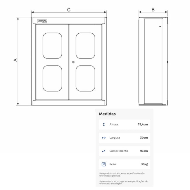 Painel para Ferramentas Perfurado Grande Superior com 2 Portas Vermelho 44953311 TRAMONTINA PRO-00a8919a-a566-4de4-a863-f810801e3a6d