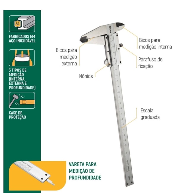Paquímetro Analógico Bico Interno / Externo 0.00-150mm ST91501SC SATA-f0f38da0-e6d9-4db0-ab46-fc1833fab760