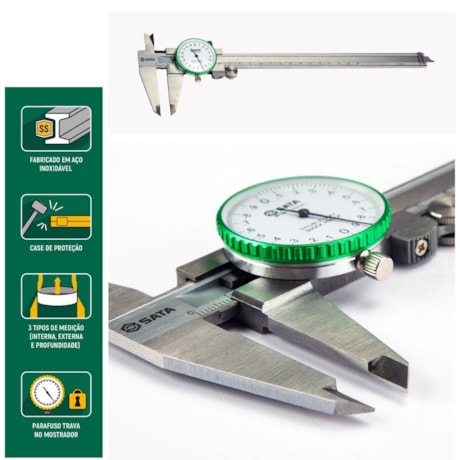 Paquímetro Analógico Bico Interno / Externo 0.00-200mm com Relógio ST91522SC SATA-1a7ce0b1-b303-4c0a-985c-6664fef59da3