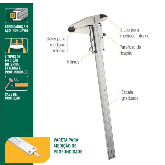 Paquímetro Analógico Bico Interno / Externo 0.00-300mm ST91503SC SATA-64073969-1727-4542-8827-7cbeb716f384