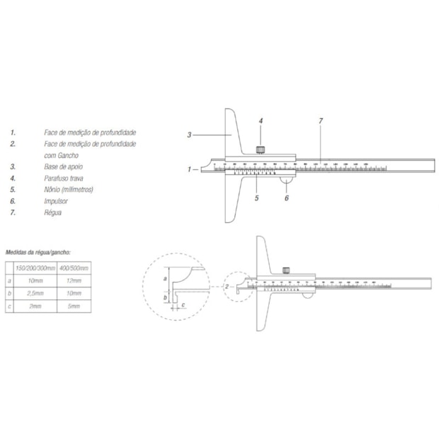 Paquímetro Analógico de Profundidade 200mm 0,02mm 100.202 DIGIMESS-366cf10a-420a-4a0e-96ae-9d7502ddd510