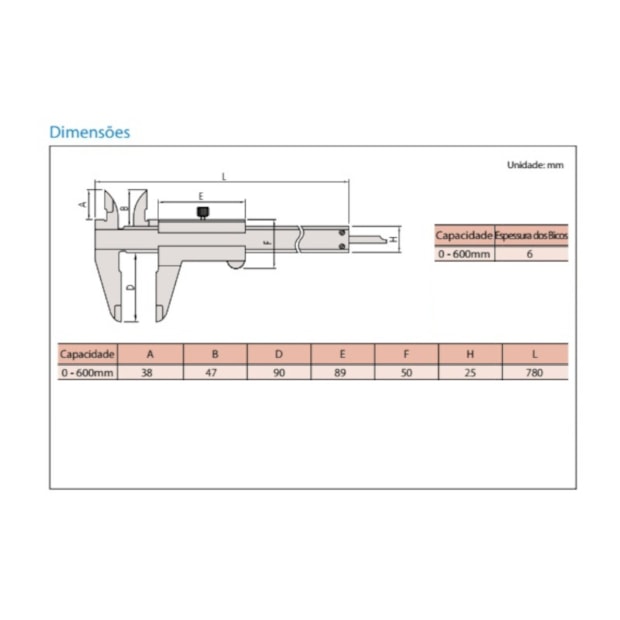 Paquímetro Analógico Universal 600mm 0,05mm 530-501 MITUTOYO-05e400d2-4c57-4f8f-9ea5-a34121e537b8