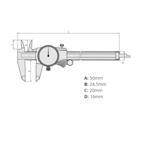 Paquímetro com Relógio 0 a 200mm (0.02mm/ 2mm) 505-731 MITUTOYO-463ef9e7-d1bd-4464-85ce-65819e593ef8