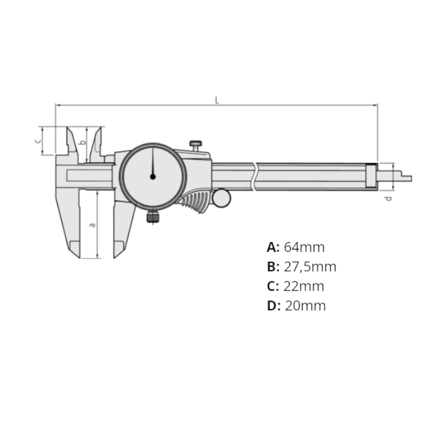 Paquímetro com Relógio 0 a 300mm (0.02mm/ 2mm) 505-745 MITUTOYO-339a37f8-39d1-488e-9b18-d309649aa301