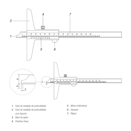 Paquímetro de Profundidade 0 a 150mm/ 0.02mm com Gancho 100.208 DIGIMESS-bb098fb0-8fe5-41e8-854a-3d75ecfb0972