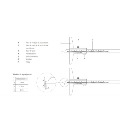 Paquímetro de Profundidade 150mm 0,02mm 100.201 DIGIMESS-172f4002-20db-4914-a95e-f4d615de0ff2