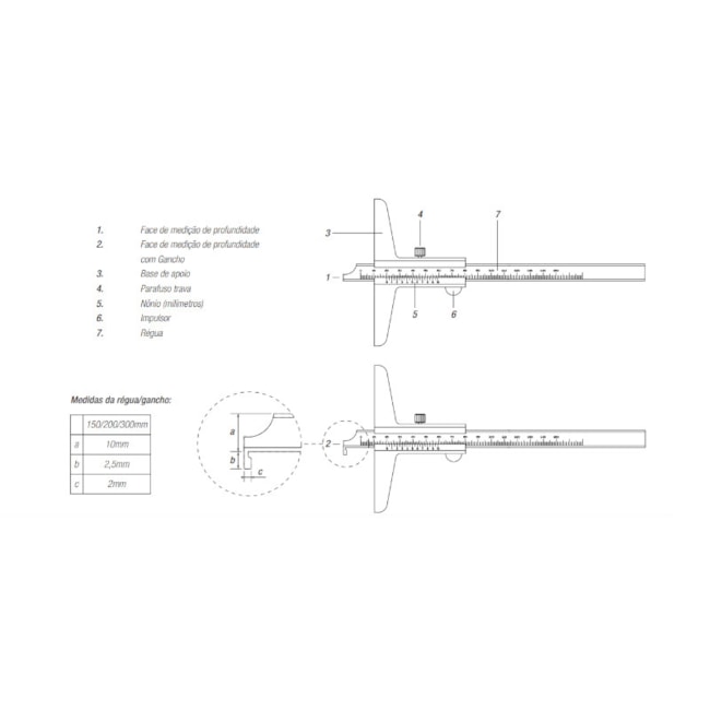 Paquímetro de Profundidade 150mm 0,02mm 100.201 DIGIMESS-17784b14-7359-4ccc-ab77-38090ce86ed9