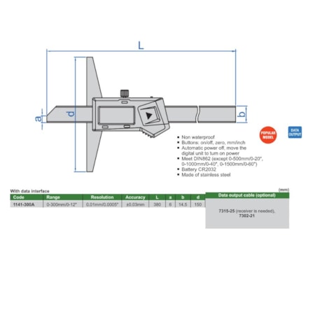 Paquímetro de Profundidade Digital 300mm 0.01mm 1141-300A INSIZE-7cc7d2b3-00c9-4818-aecf-f53f47f9f7d5