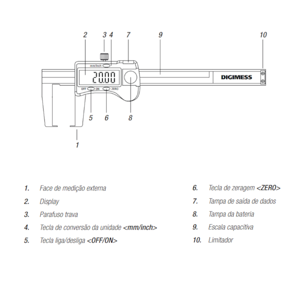 Paquímetro Digital Externo 200mm/8