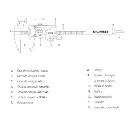 Paquímetro Digital IP54 300mm/12