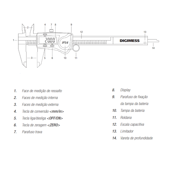 Paquímetro Digital IP54 300mm/12