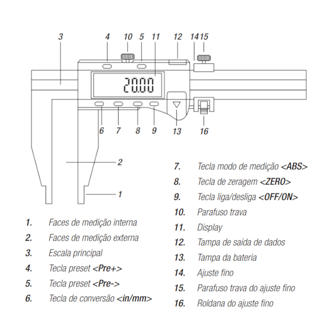 Paquímetro Digital para Serviços Pesados 1000mm/40