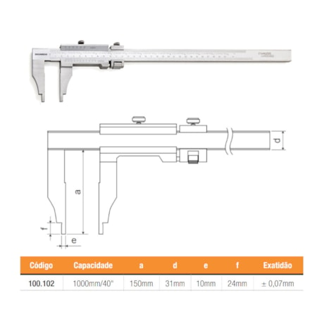 Paquímetro para Serviços Pesados 1000mm/40