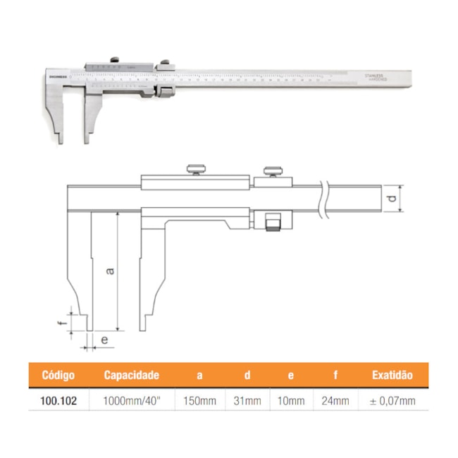 Paquímetro para Serviços Pesados 1000mm/40