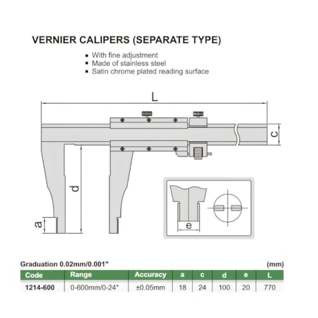 Paquímetro para Serviços Pesados 600mm/24