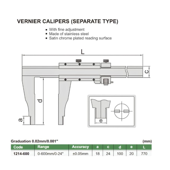 Paquímetro para Serviços Pesados 600mm/24