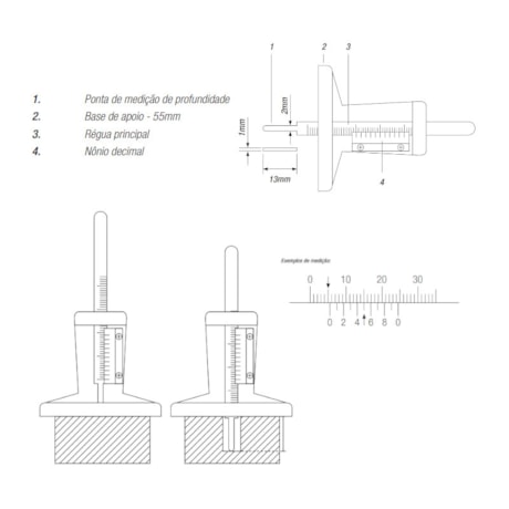 Paquímetro para Sulcos de Pneus 30mm 0,1mm 100.200M DIGIMESS-7686f238-76d9-4a89-b422-12dfd8d8075a