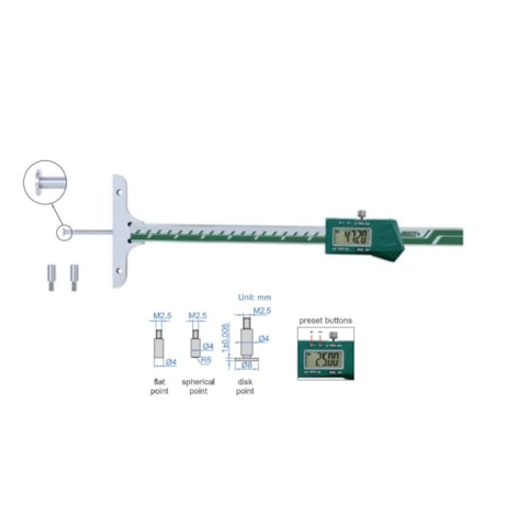 Paquímetro Profundidade Digital 0-200mm 0.01mm (Haste Redonda) 1148-200 INSIZE-d4c23a24-c1ec-4994-8e0b-d0cbb0007eac