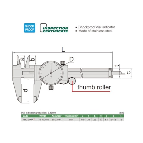 Paquímetro Relógio 300mm 0.02mm 1312-300A INSIZE-fa8fa397-aaa7-4463-be84-56c18fef4bbf