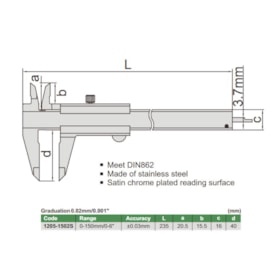 Paquímetro Universal 0-150mm/0-6