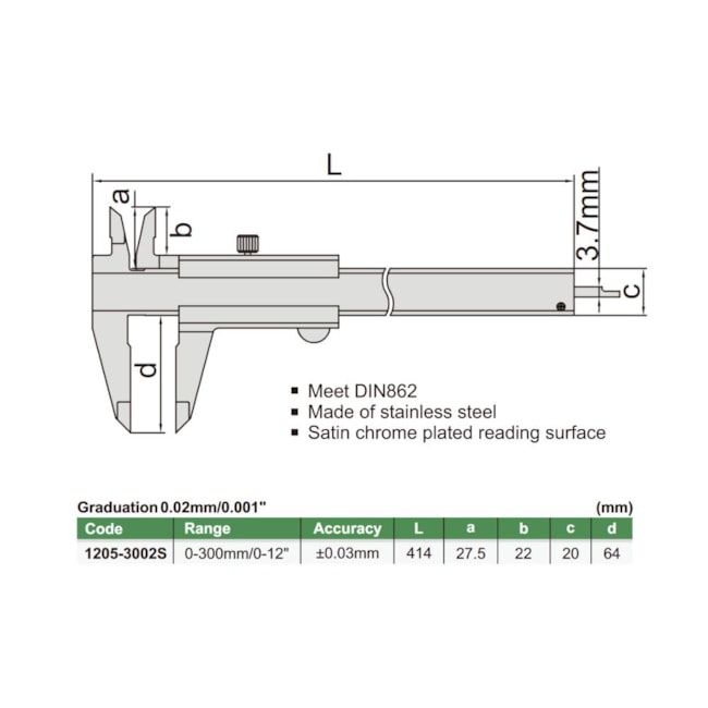 Paquímetro Universal 300mm/0-12