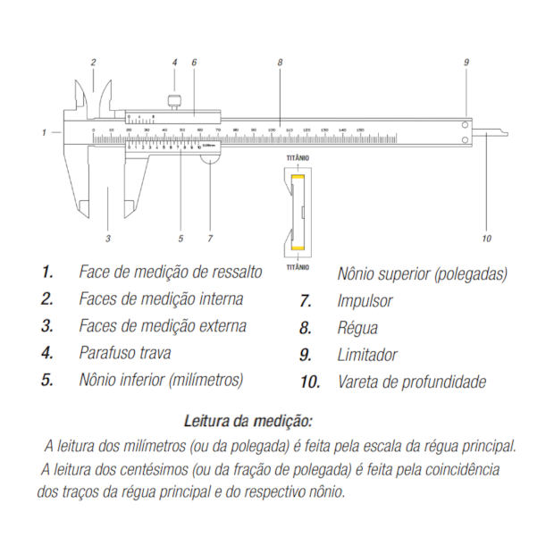 Paquímetro Universal com Guias de Titânio 150mm/6