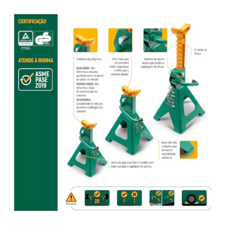 Par de Cavaletes 3 Toneladas 303-408mm com 10 Posições STAE5826L SATA-6ec3d722-6e3e-442a-92cc-2652a4f4880e