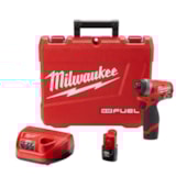 Parafusadeira de Impacto 1/4" 12V 2.0Ah Brushless com 2 Baterias + Carregador 220V + Maleta 2553-22 MILWAUKEE Parafusadeira de Impacto 1/4" 12V 2.0Ah Brushless com 2 Baterias + Carregador 220V + Maleta 2553-22 MILWAUKEE