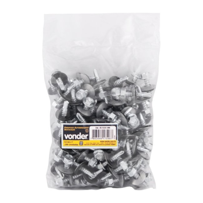 Parafuso Autobrocante Sextavado 5,5mm x 1'' com 100 Unidades 2910551000 VONDER-e599fc36-47bc-4a5a-8124-785264432061