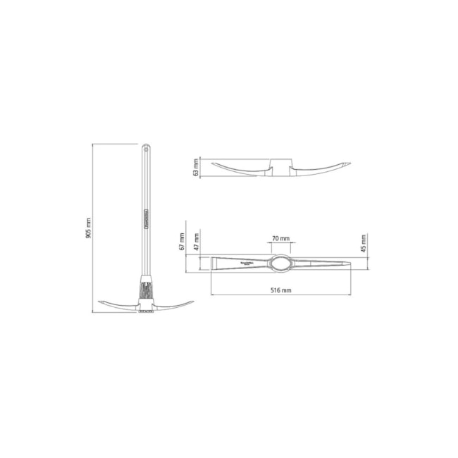 Picareta Estreita Tamanho 5 Cabo de Madeira 90cm 77300553 TRAMONTINA-ab83a00f-c9a3-4553-9c72-9d12ac31afa0
