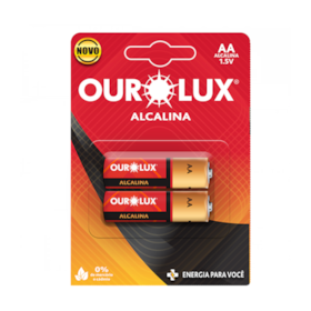 Pilha Alcalina Pequena Tipo AA com 2 Unidades 27215C OUROLUX