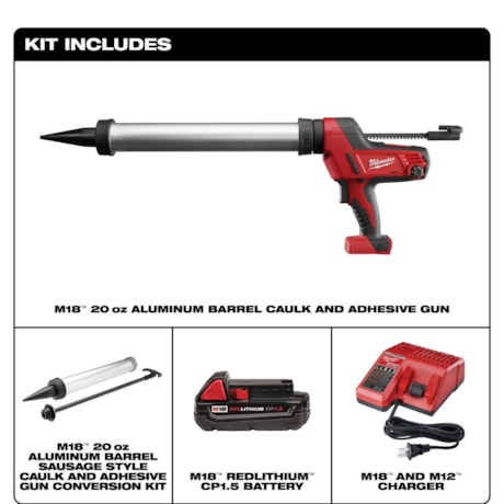 Pistola Aplicadora de Silicone 18V com 1 Bateria 2.0Ah e Carregador Bivolt 2642-21CT MILWAUKEE-00595161-4fea-42d7-b94c-dec0ee3c5549