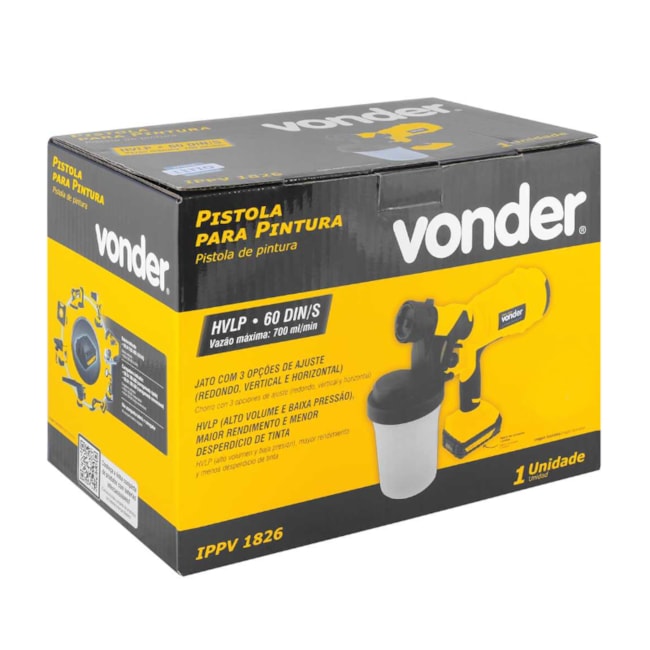 Pistola para Pintura com Bateria Intercambiável 18V S/Bateria S/Carregador IPPV 1826 VONDER 6004182600-57550e92-f1f6-4601-8236-6e79cbcbe73e