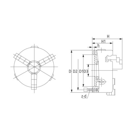 Placa Autocentrante 125mm com 3 Castanhas Monobloco K11-125 BTFIXO-c4b2664a-5490-4417-bac4-c062a53c17b2