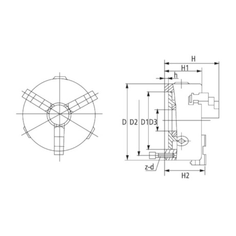 Placa Autocentrante 160mm com 3 Castanhas Reversíveis K11-160A BTFIXO-3f6e3769-b08f-462b-a14e-8e61025c67ba