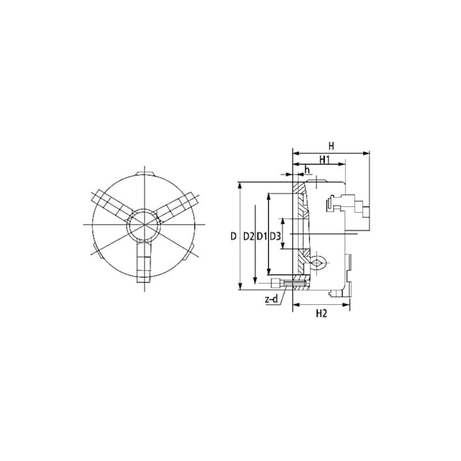 Placa Autocentrante 250mm com 3 Castanhas Reversível K11-250 A BTFIXO-7e3e527b-181a-4920-be2c-31e32eb80335