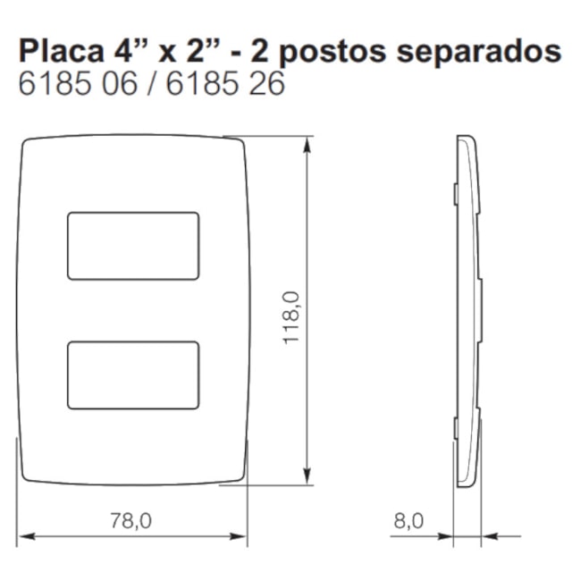 Placa sem Suporte 4x2 2 Módulos Branco 618506 PIAL-19da7af8-f95d-48ea-ad06-378236b41dd6