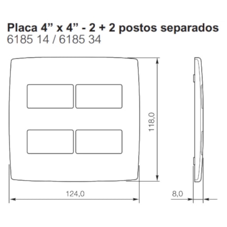 Placa sem Suporte 4x4 2+2 Módulos Branco 618514 PIAL-29b8079a-bfd6-4ea1-b6bc-ad24907d4145