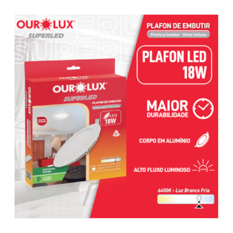 Plafon Superled de Embutir 18W Redondo 6400K Bivolt 03206 OUROLUX-18edab49-3a51-42a6-abe8-7791df127915