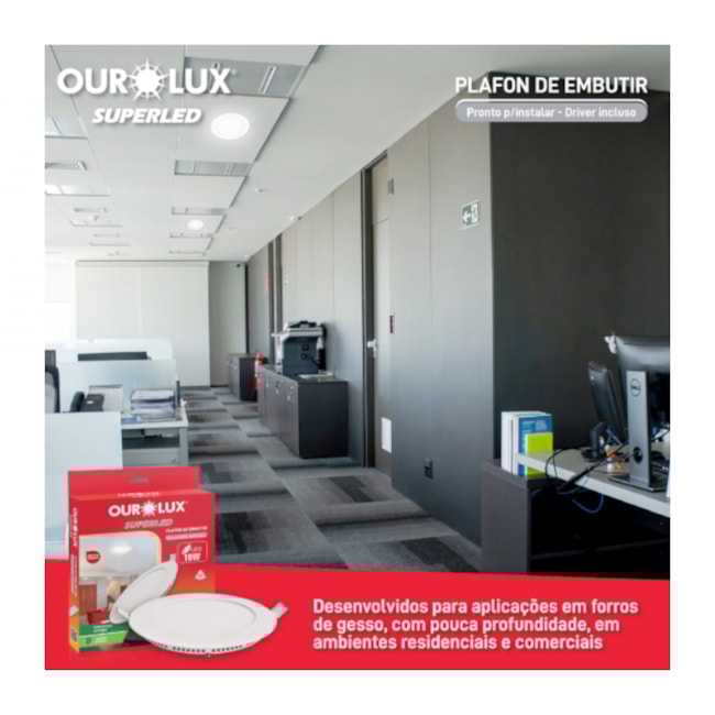 Plafon Superled de Embutir 18W Redondo 6400K Bivolt 03206 OUROLUX-2d133694-f6b6-4acd-ae7b-0d1314920623