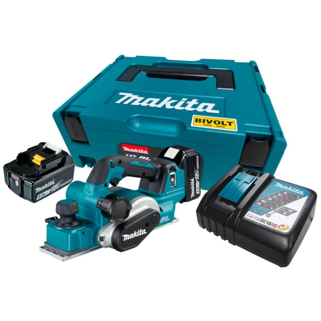 Plaina 18V 82MM com 2 Baterias 5.0Ah Carregador 110V/220V e Maleta DKP181RTJ MAKITA-ab5753cf-bc09-4018-a18b-f40b6970ee81