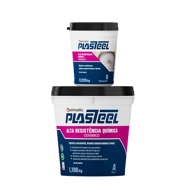 Plasteel Alta Resistência Química 3:1 1.457kg PA2 QUIMATIC-89136429-26b1-490d-940b-06c6eca54fef