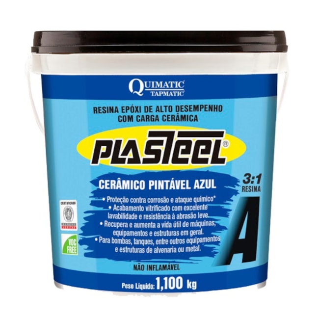 Plasteel Cerâmico Pintável Azul 3:1 1,32 kg Quimatic TAPMATIC-c55990ec-fdb3-4dd5-b2d6-eefc782fee01