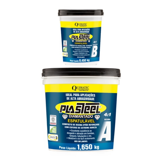 Plasteel Diamantado Espatulável 4:1 2.100kg PE2 TAPMATIC-6f7a452c-b2a7-4a23-81e0-a3f6355cc262