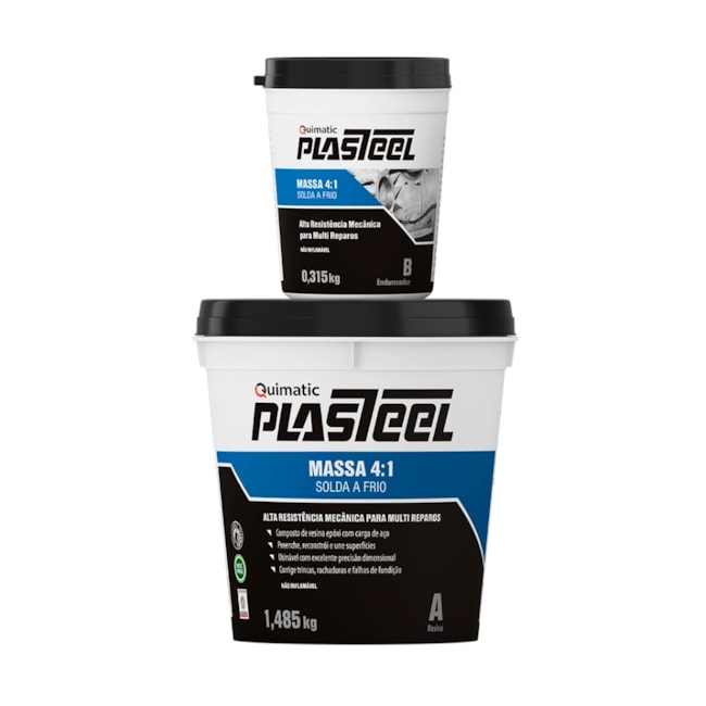 Plasteel Massa 4:1 de Solda a Frio Aço/Epóxi 1,8kg PQ2 QUIMATIC-98f8fc0d-d2c1-48a1-a2f7-ca0120550141