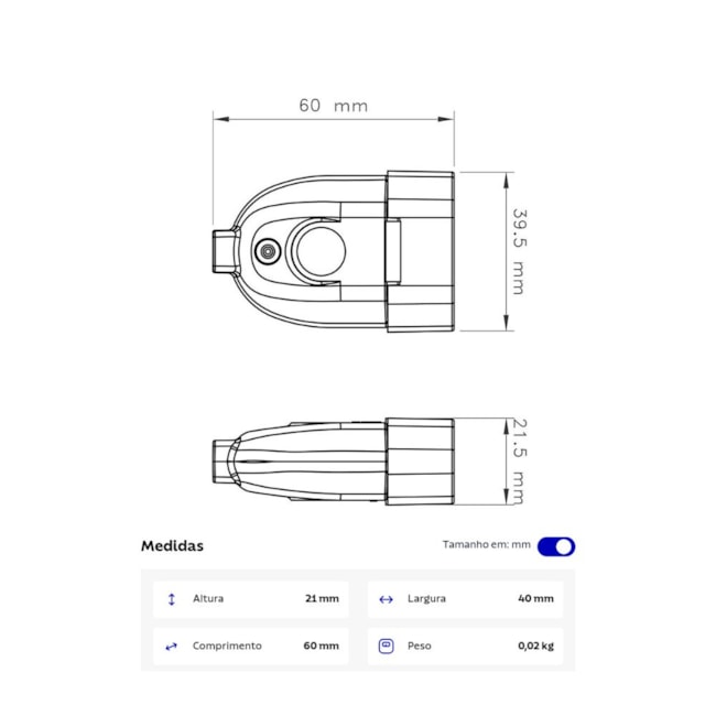 Plugue Fêmea Reto 2P 10A Cinza 57401152 TRAMONTINA ELETRIK-8494399f-4d72-414e-84a7-fe07ddfbe61b
