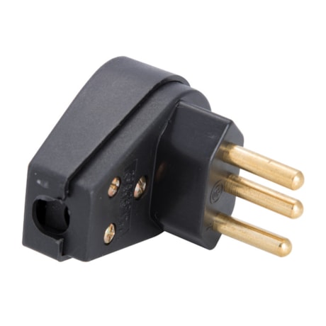 Plugue Macho Angular 2P+T 10A 250V Preto 57403010 TRAMONTINA ELETRIK