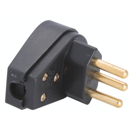 Plugue Macho Angular 2P+T 20A 250V Preto 57403111 TRAMONTINA ELETRIK