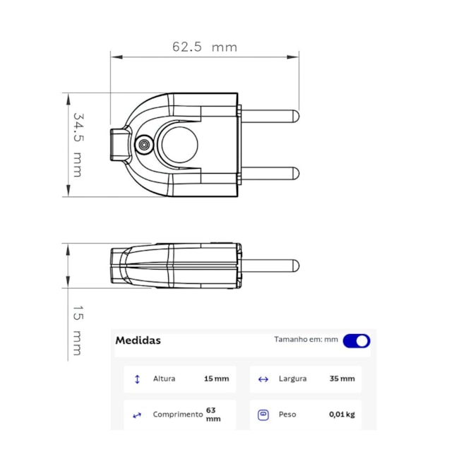 Plugue Macho Reto 2P 10A Cinza 57401202 TRAMONTINA ELETRIK-d435f81b-1002-4426-96c6-bb61524bc69e